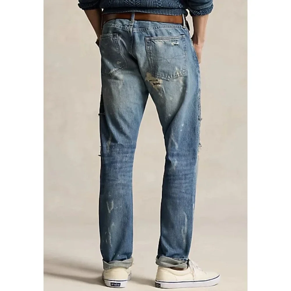 Polo Ralph Lauren Sullivan Slim Distressed Patchwork Jeans Men's 38x30 NWT‎
